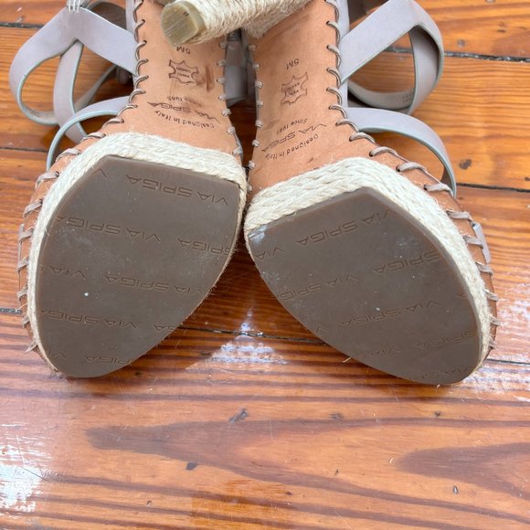 Via Spiga Beige Leather Espadrille Platform Sandal size 5 Never worn - Picture 5 of 8